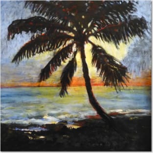 Sunset palm Posters and Art
